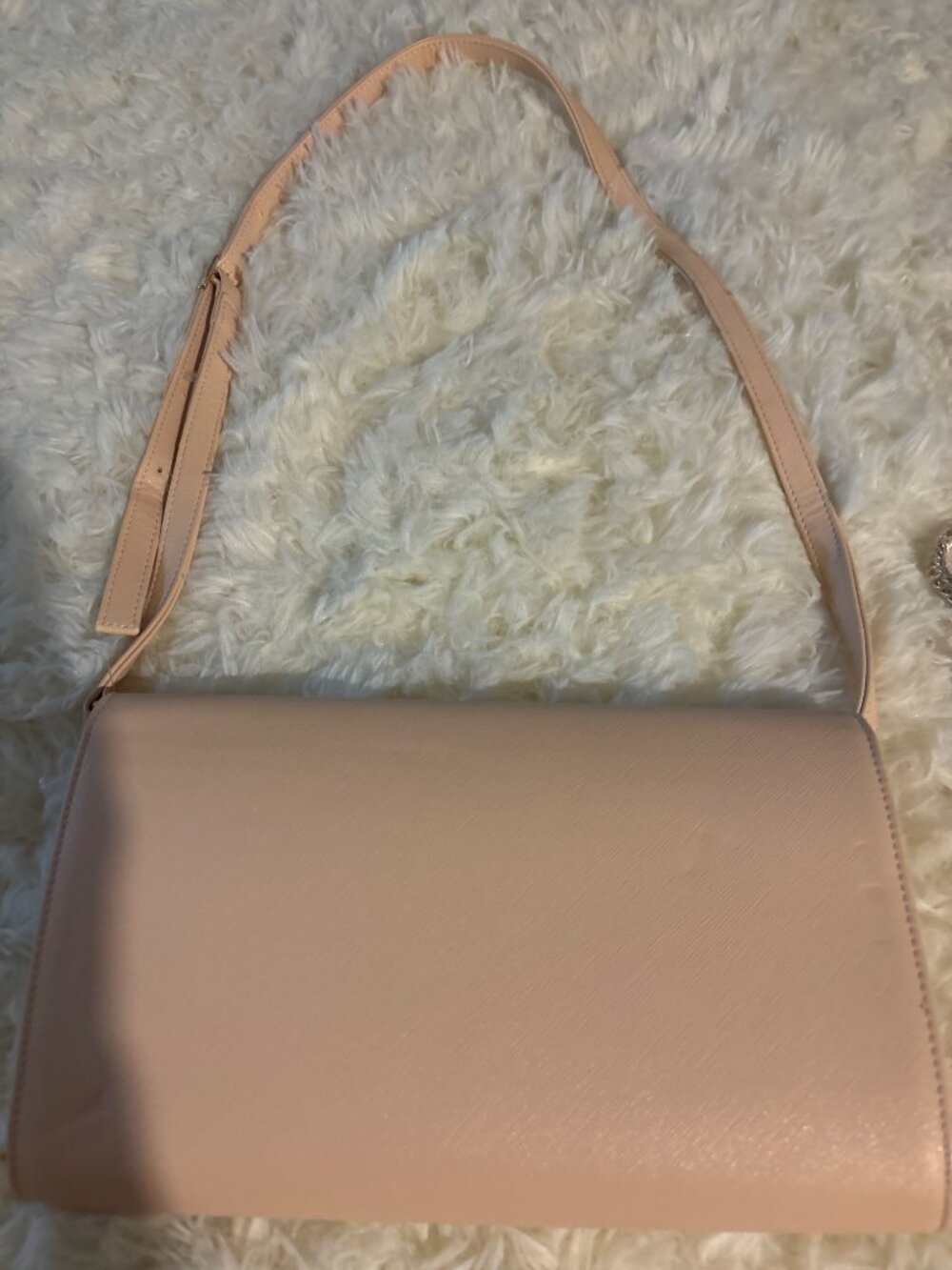 Lacuttura New York Blush Pink Envelope Clutch Crossbody Purse Gold Hardware - Picture 5 of 16
